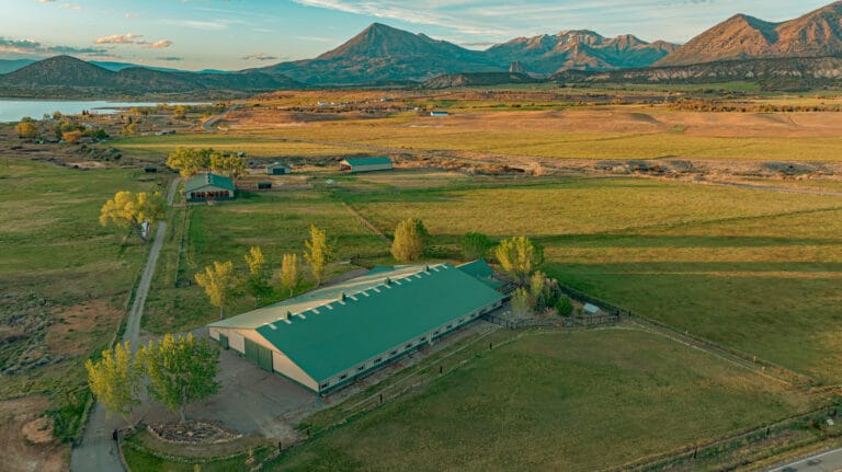 Indoor arena washroom Crawford Equestrian Ranch Crawford Colorado horse care facilities Colorado land for sale